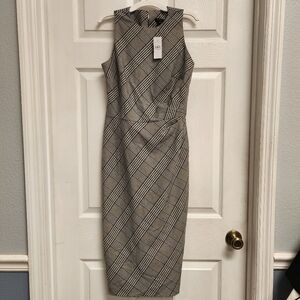 Ann Taylor Plaid Tucked Wrap Sheath Dress